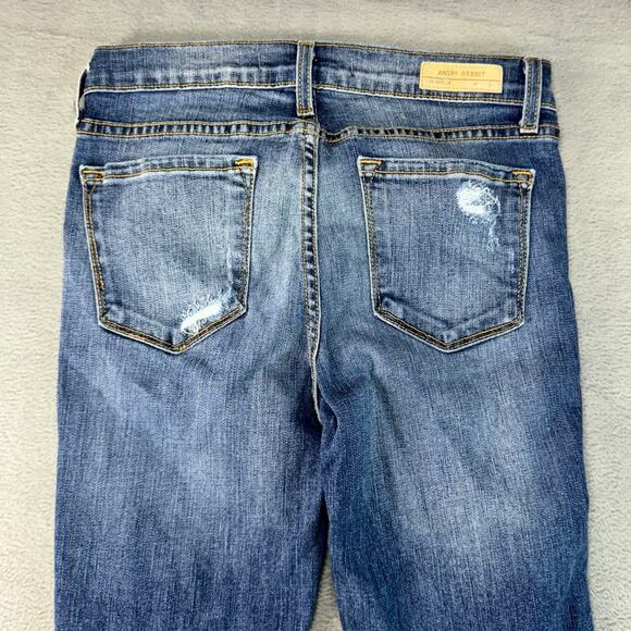 Angry Rabbit Jeans Womens Bootcut Blue Denim Flare‎ Boho Western Country 26/3 - Picture 5 of 10